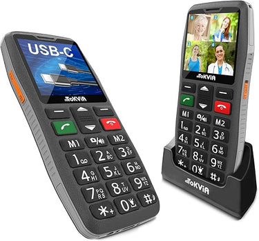 TOKVIA T102 Teléfono móvil para Mayores,Botones y Teclas Grandes,movil Persona Mayor con Base cargadora,Botón SOS,Fácil de Usar,Volumen Alto,Manos Libres Llamada,Marcación rápida,Foto Contacto,USB-C